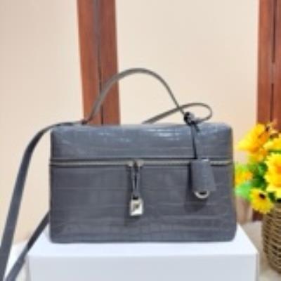cheap quality Loro Piana Extra bag L27 Alligator crystal grey silver hardware